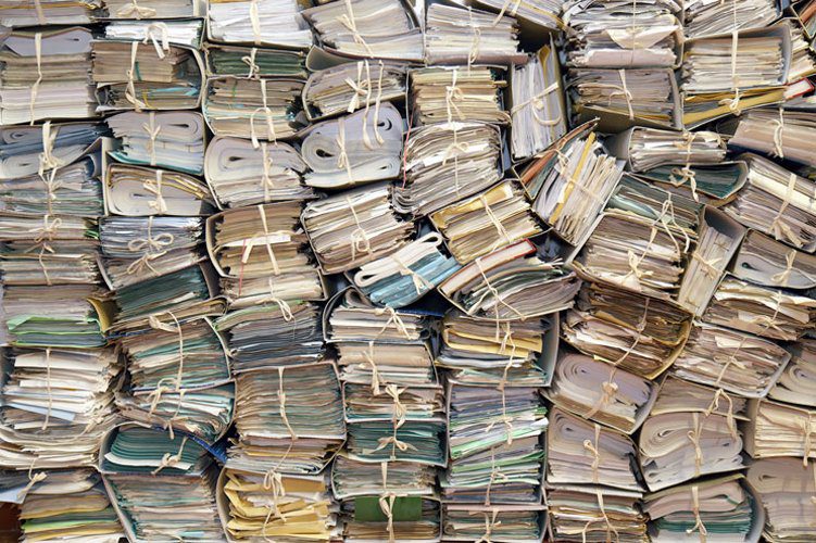 Stacks of documents and records