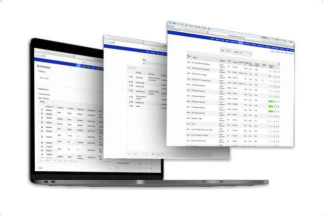 Laptop computer with additional layers of screen views using enterprise document management software to maintain control and compliance.